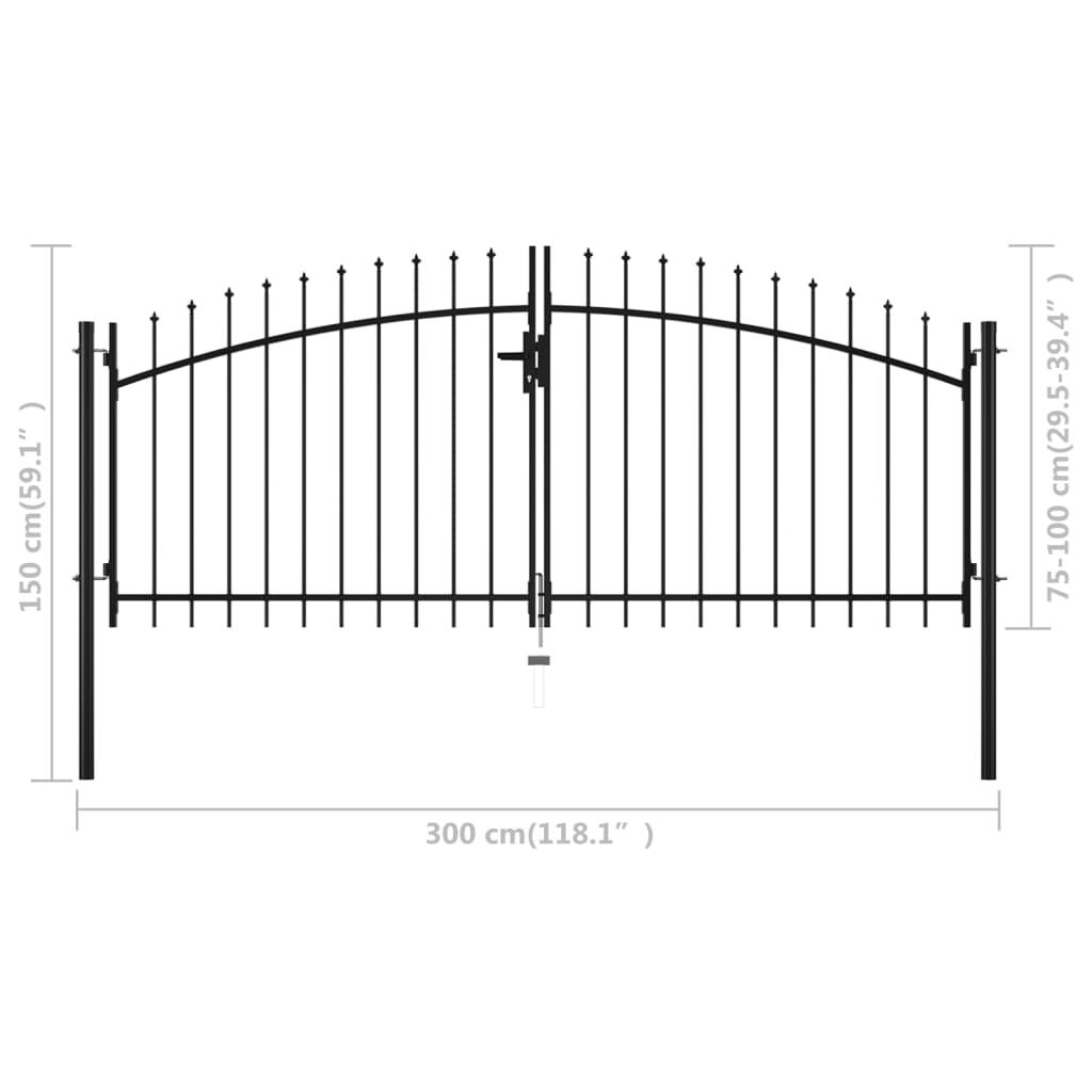 Cancello Doppio con Punte a Lancia 300x150 cm cod mxl 50531