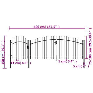 Cancello da Giardino in Acciaio 1,5x4 m Nero 144362