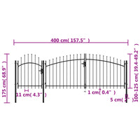 Cancello da Giardino in Acciaio 1,75x4 m Nero 144363