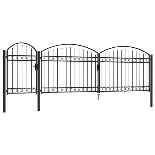 Cancello da Giardino ad Arco in Acciaio 2x5 m Nero cod mxl 40634