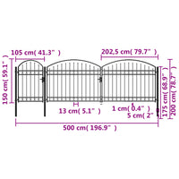 Cancello da Giardino ad Arco in Acciaio 2x5 m Nero cod mxl 40634