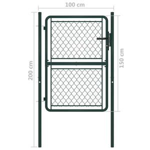 Cancello da Giardino in Acciaio 100x150 cm Verde