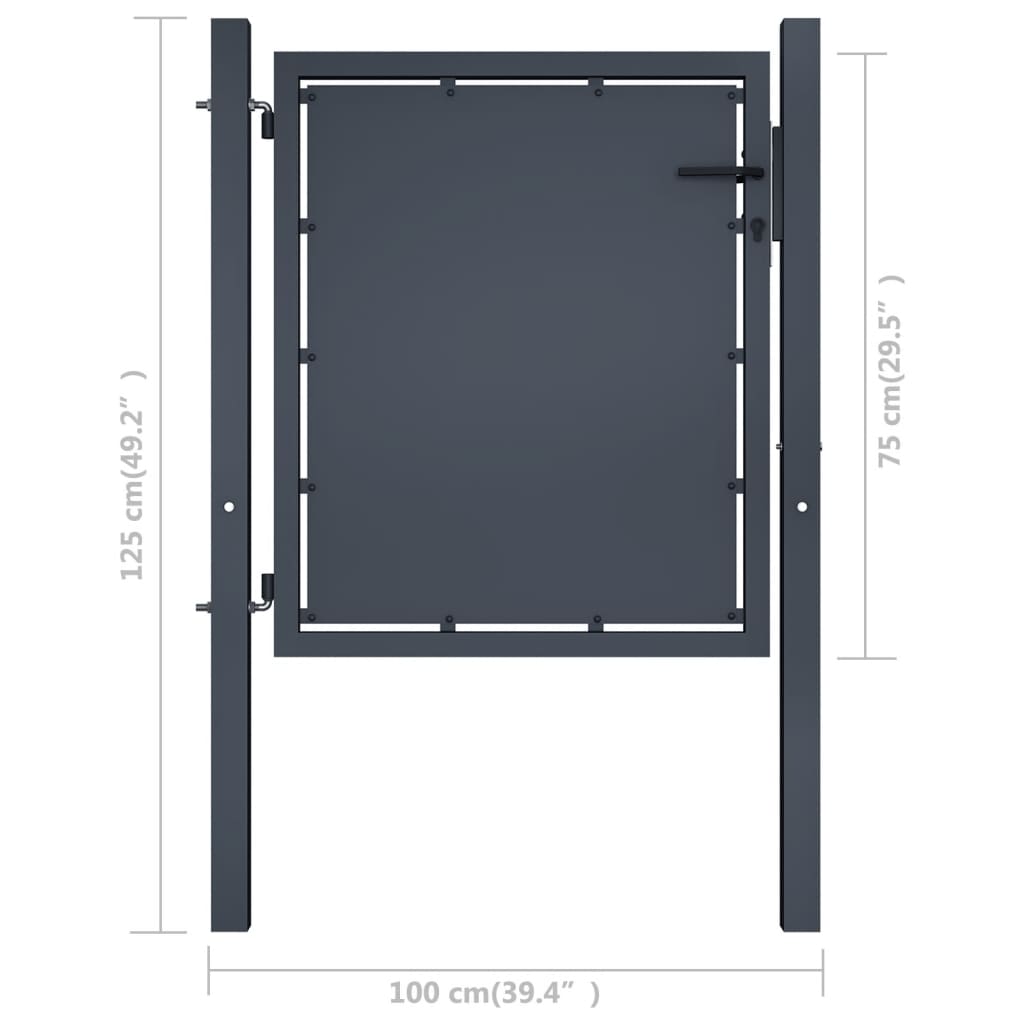 Cancello da Giardino in Acciaio 100x75 cm Antracite 144517