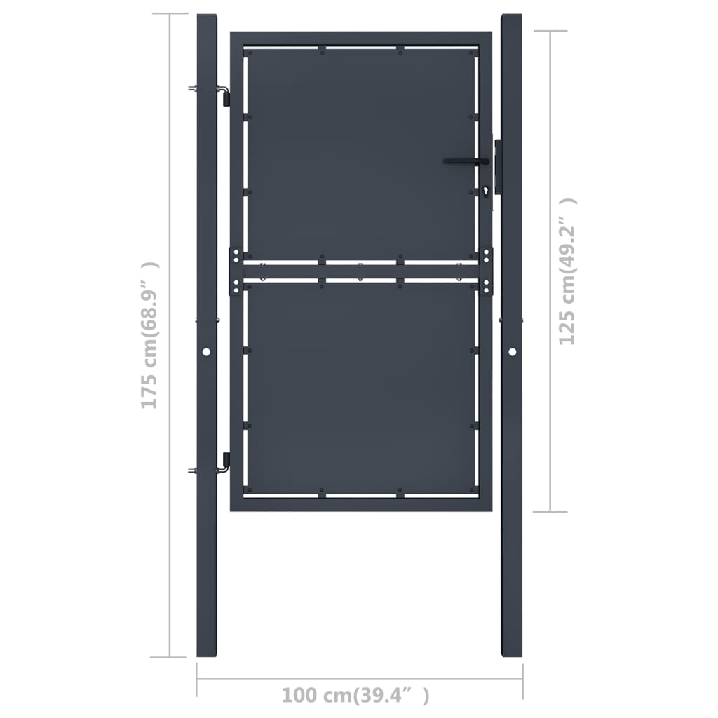 Cancello da Giardino in Acciaio 100x125 cm Antracite 144519