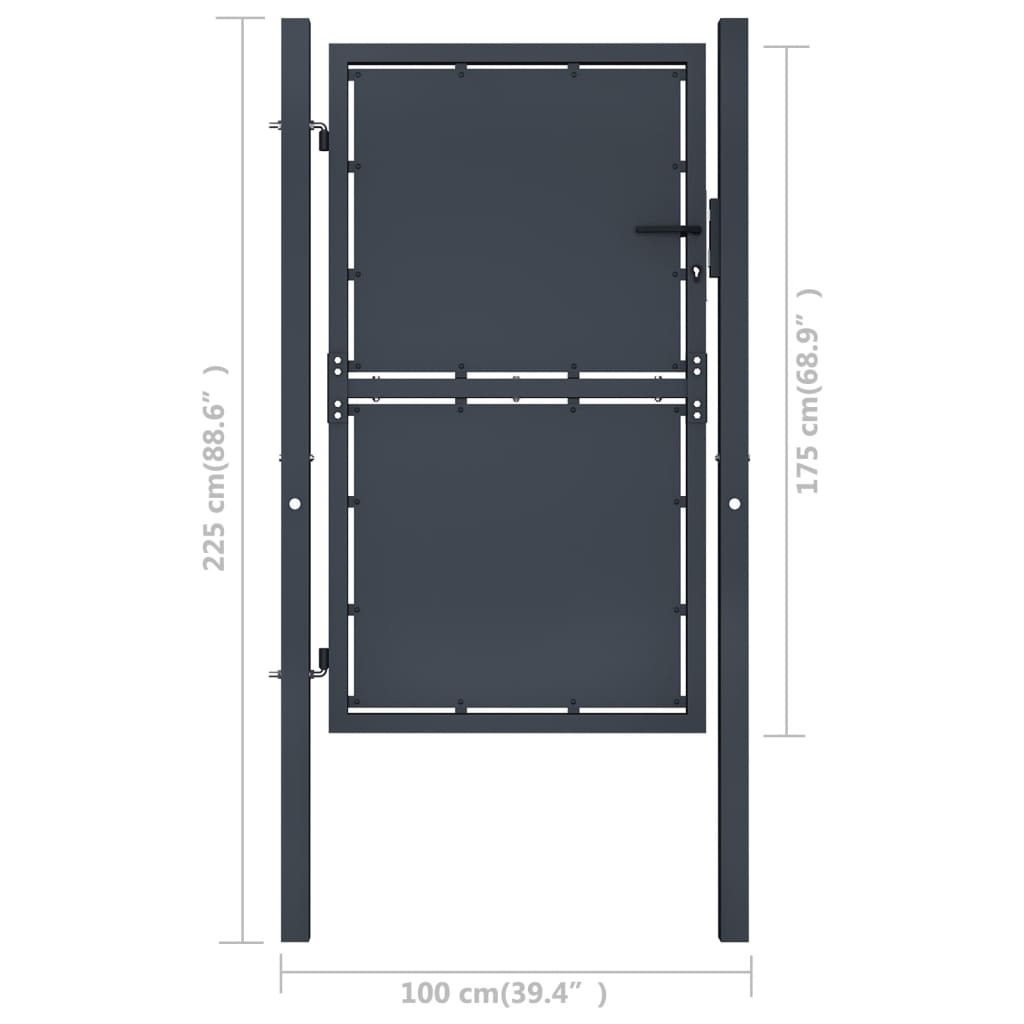 Cancello per Giardino in Acciaio 100x175cm Antracite cod mxl 51797