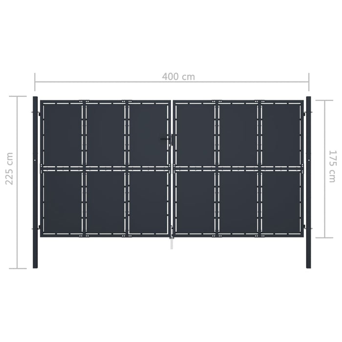 Cancello per Giardino in Acciaio 400x175 cm Antracite