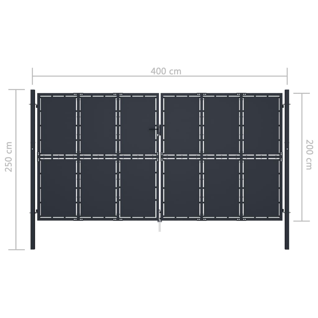 Cancello per Giardino in Acciaio 400x200 cm Antracite cod mxl 41062