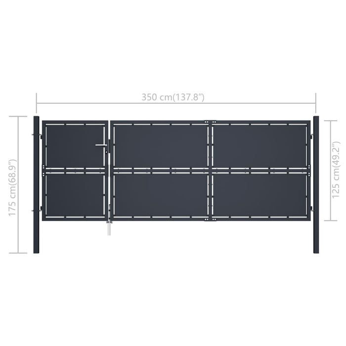 Cancello per Giardino in Acciaio 350x125 cm Antracite