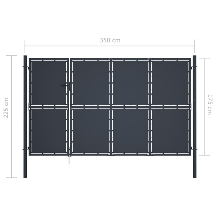 Cancello di Recinzione in Acciaio 350x175 cm Antracite