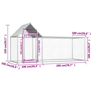 Pollaio 3x1x1,5 m in Acciaio Zincato 144554