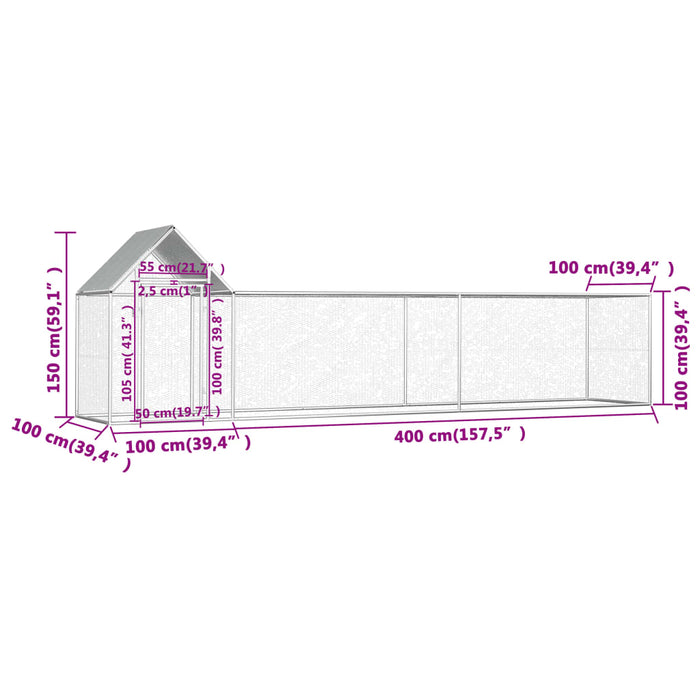 Pollaio 5x1x1,5 m in Acciaio Zincato 144555