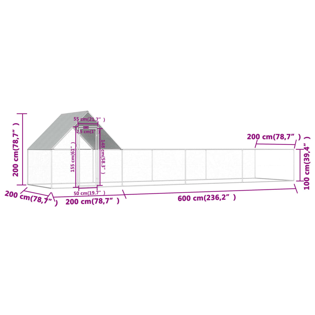 Pollaio 8x2x2 m in Acciaio Zincato cod mxl 43249