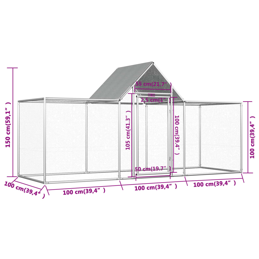 Pollaio 3x1x1,5 m in Acciaio Zincato cod mxl 52345