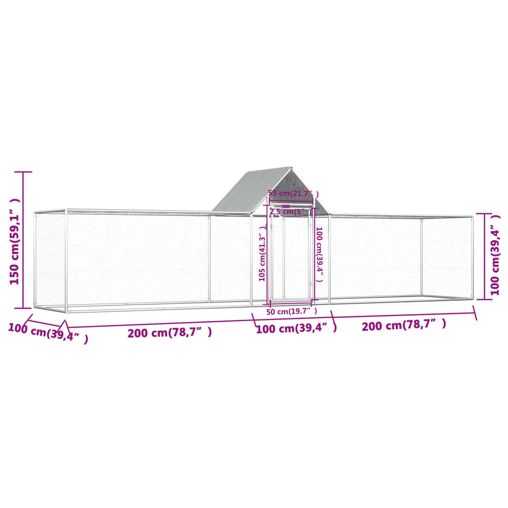 Pollaio 5x1x1,5 m in Acciaio Zincato cod mxl 42897