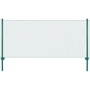 Rete per Recinzione con Pali in Acciaio 25x0,5 m Verde cod mxl 11497