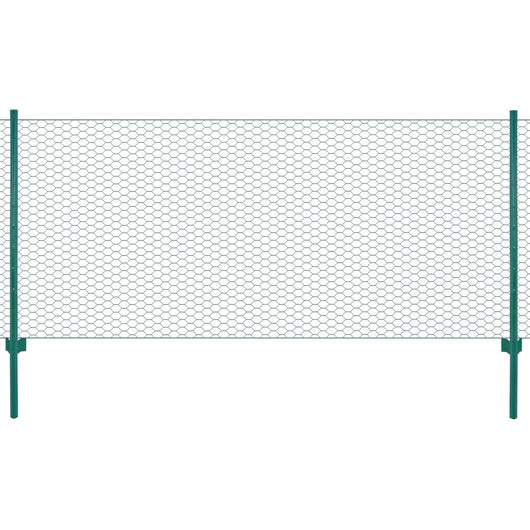 Rete per Recinzione con Pali in Acciaio 25x1 m Verde 144610