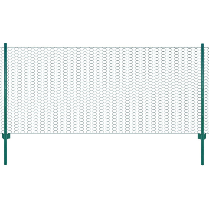 Rete per Recinzione con Pali in Acciaio 25x1 m Verde 144610