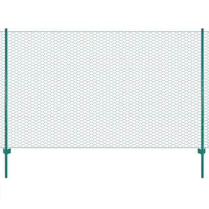 Rete per Recinzione con Pali in Acciaio 25x1,5 m Verde cod mxl 9568