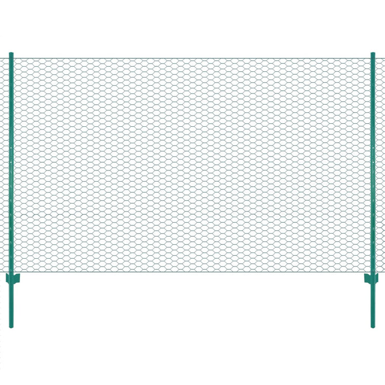 Rete per Recinzione con Pali in Acciaio 25x2 m Verde 144612