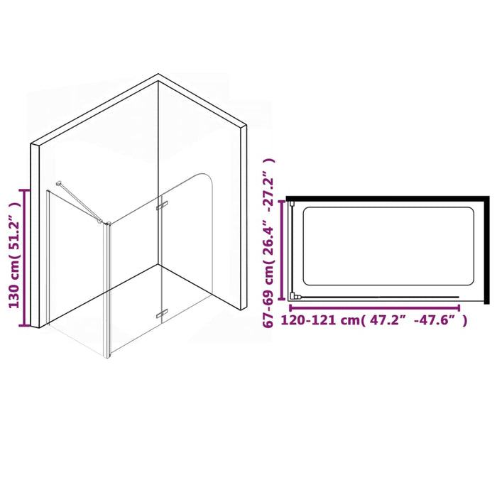 Box Doccia Pieghevole a Libro in ESG 120x68x130 cm 144676