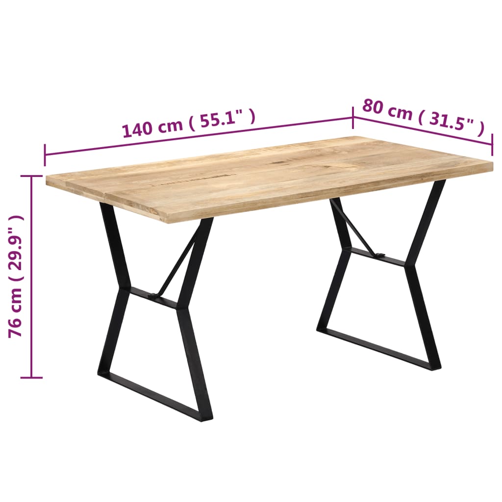 Tavolo da Pranzo 140x80x76 cm in Legno Massello di Mango  cod mxl 17039