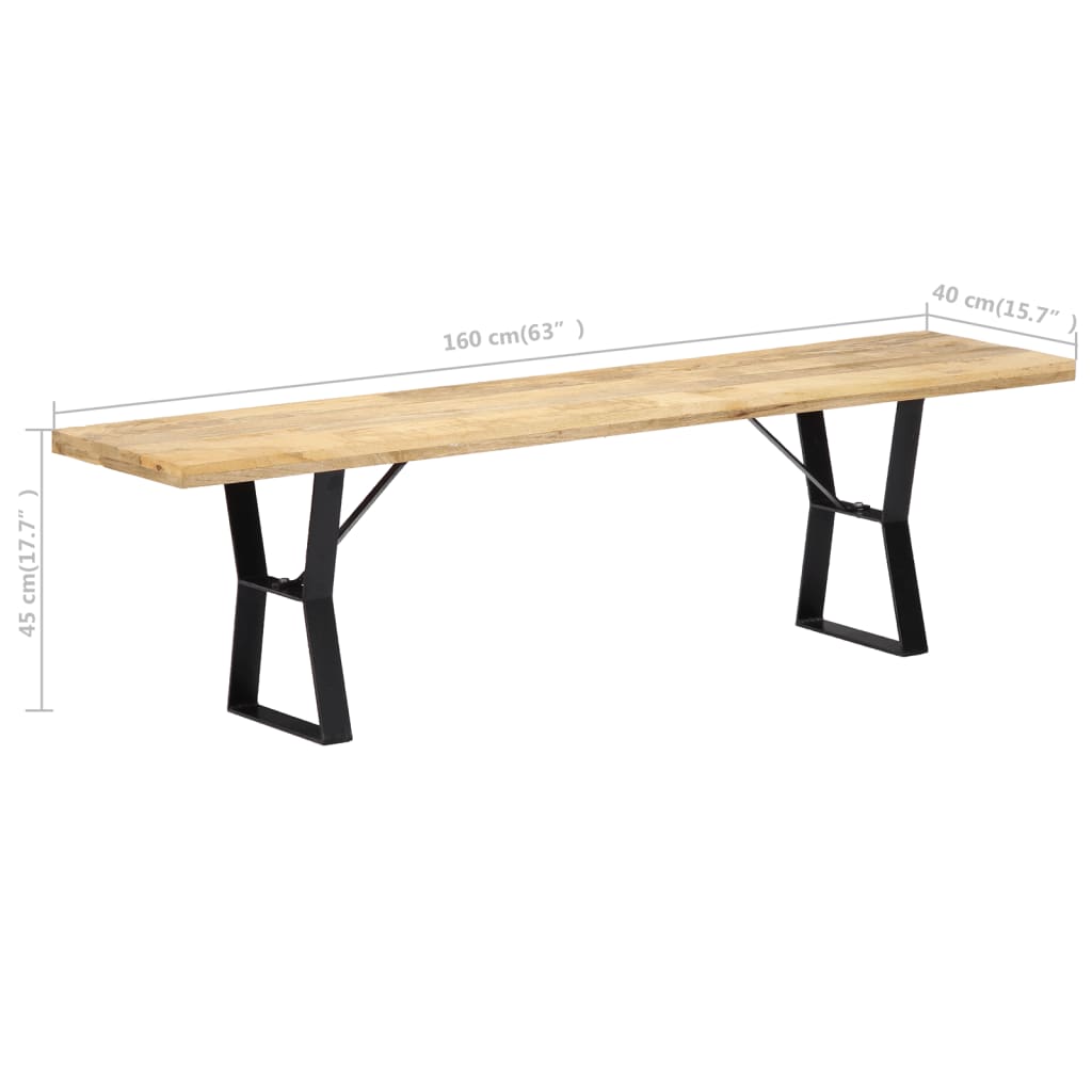 Panca 160 cm in Legno Massello di Mango 247953