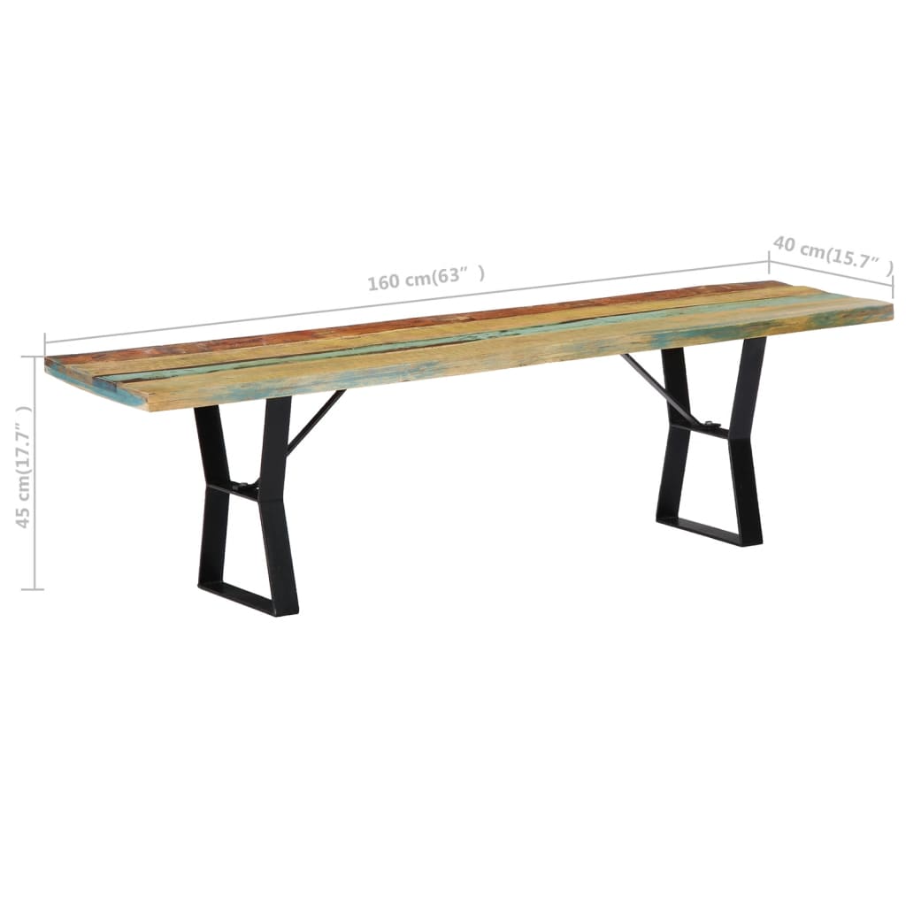 Panca 160 cm in Legno Massello di Recupero cod mxl 45076