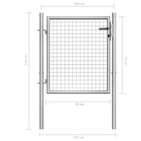 Cancello per Giardino in Acciaio Zincato 105x125cm Argento 144755