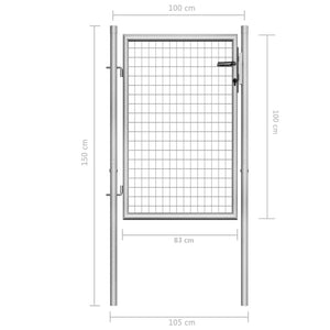 Cancello per Giardino in Acciaio Zincato 105x150cm Argento 144756