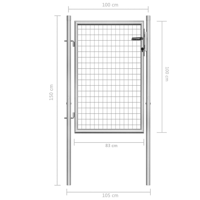 Cancello per Giardino in Acciaio Zincato 105x150cm Argento 144756