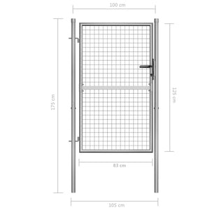 Cancello per Giardino in Acciaio Zincato 105x175cm Argento cod mxl 46480