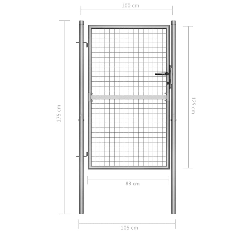 Cancello per Giardino in Acciaio Zincato 105x175cm Argento cod mxl 46480