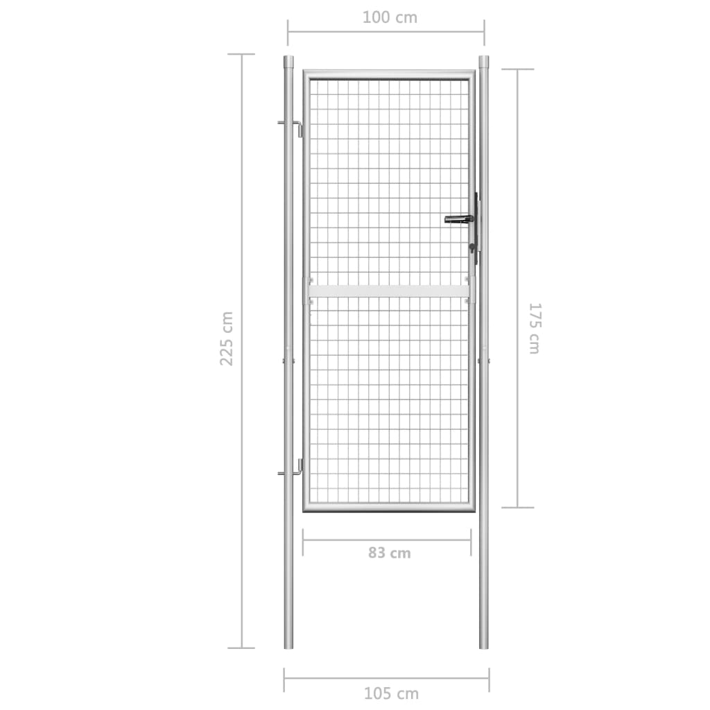 Cancello per Giardino in Acciaio Zincato 105x225cm Argento cod mxl 43024