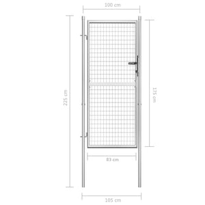 Cancello per Giardino in Acciaio Zincato 105x225cm Argento 144759