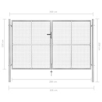 Cancello per Giardino in Acciaio Zincato 306x200 cm Argento cod mxl 51954