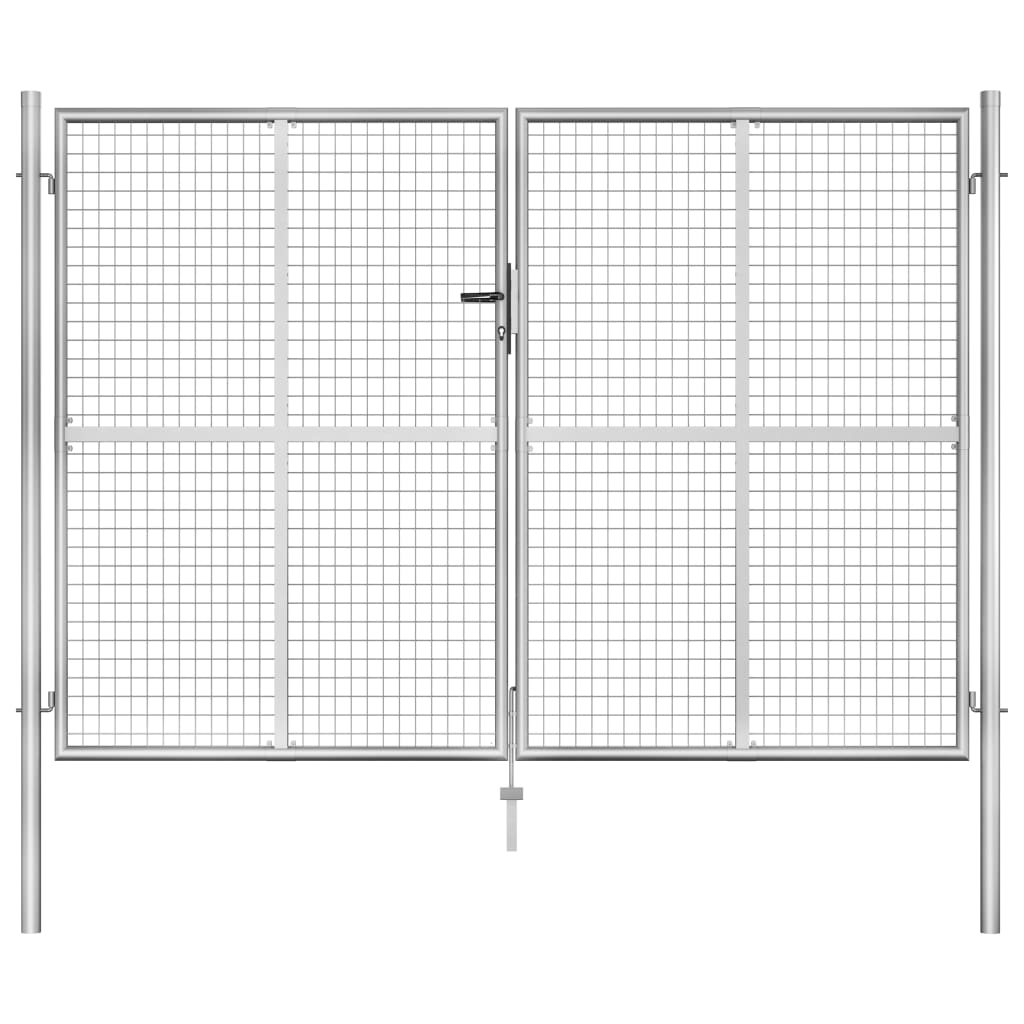 Cancello per Giardino in Acciaio Zincato 306x225cm Argento