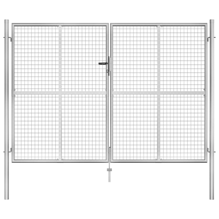 Cancello per Giardino in Acciaio Zincato 306x225cm Argento 144765