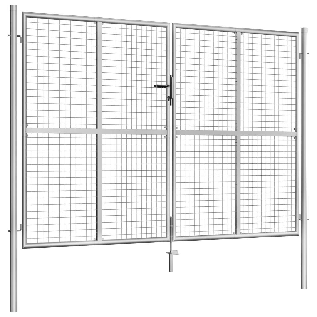 Cancello per Giardino in Acciaio Zincato 306x225cm Argento