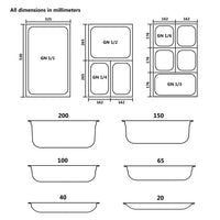 Contenitori Gastronorm 4 pz GN 1/1 40 mm in Acciaio Inox 50879