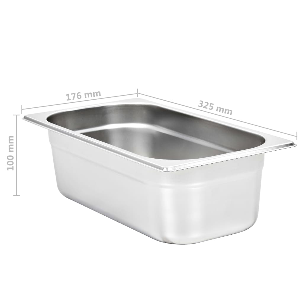 Contenitori Gastronorm 8 pz GN 1/3 100 mm in Acciaio Inox 50895