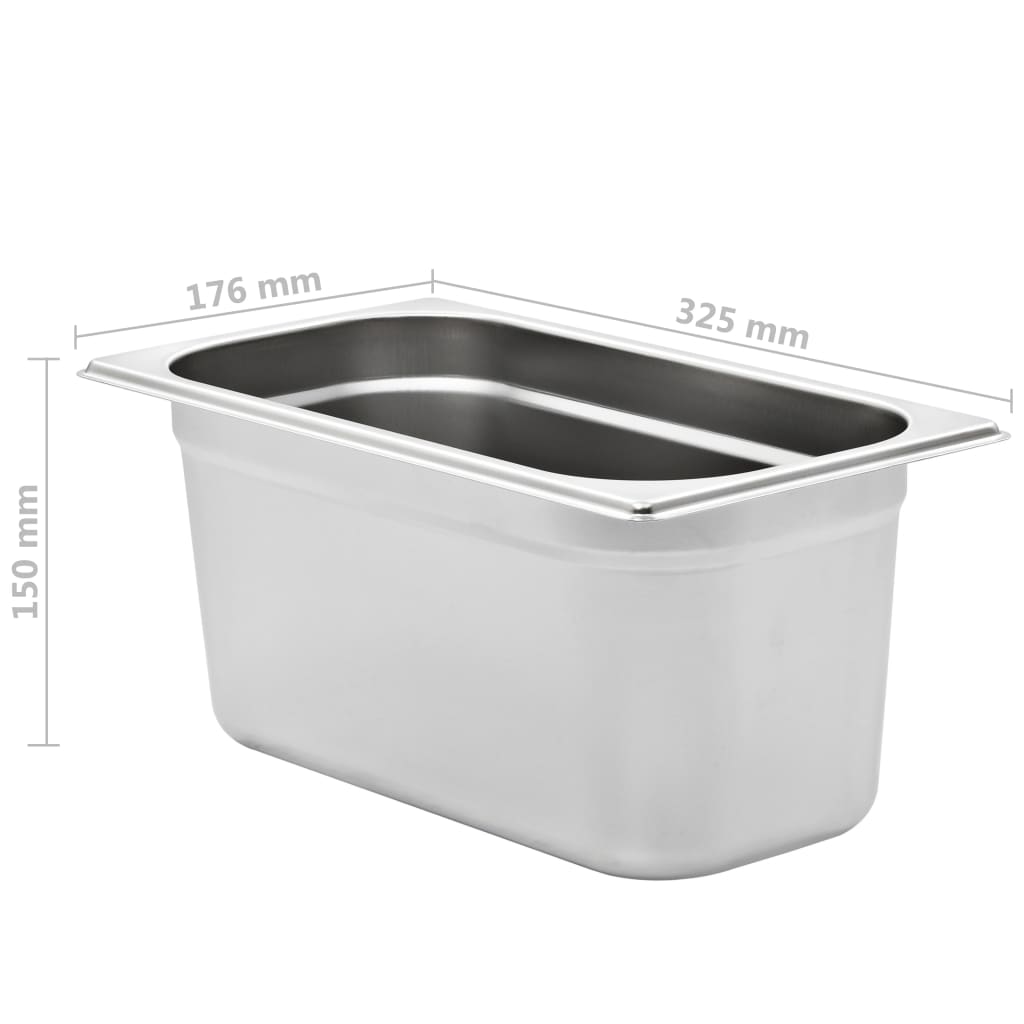 Contenitori Gastronorm 4 pz GN 1/3 150 mm in Acciaio Inox 50896