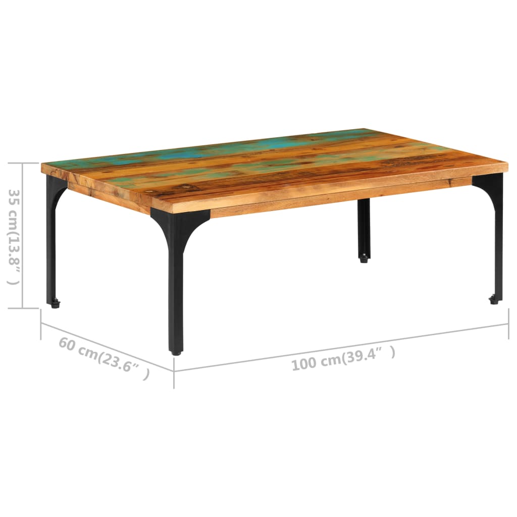 Tavolino da Caffè 100x60x35 cm Legno Massello di Recupero cod mxl 13535