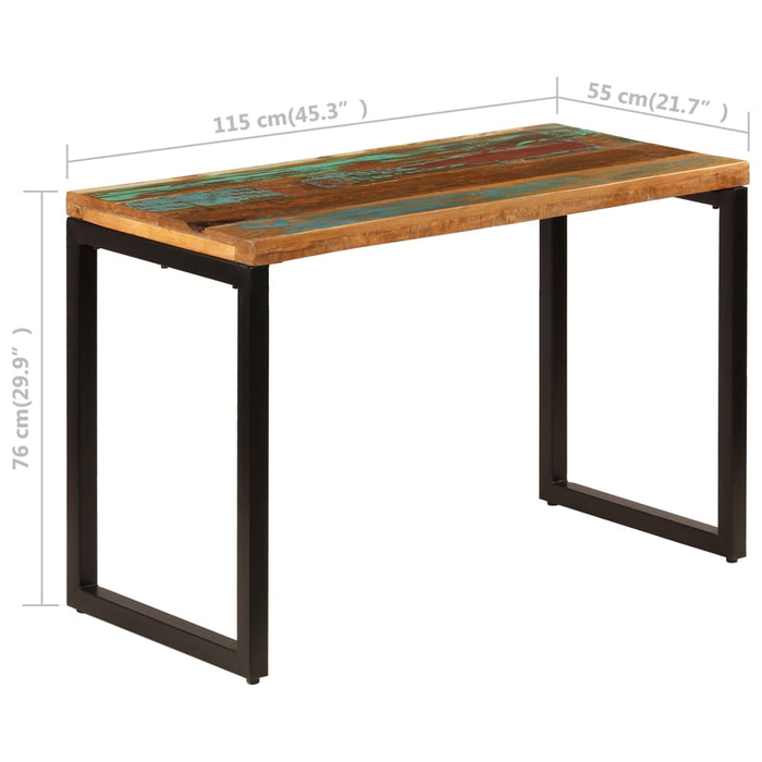 Tavolo da Pranzo 115x55x76 cm Legno Massello Recuperato Acciaio 247332