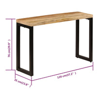 Tavolo Consolle 120x35x76 cm Legno Massello di Mango e Acciaio cod mxl 29797