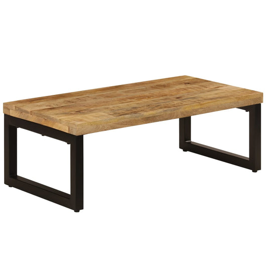 Tavolino da Caffè 100x50x35cm Legno Massello di Mango e Acciaio cod mxl 59297