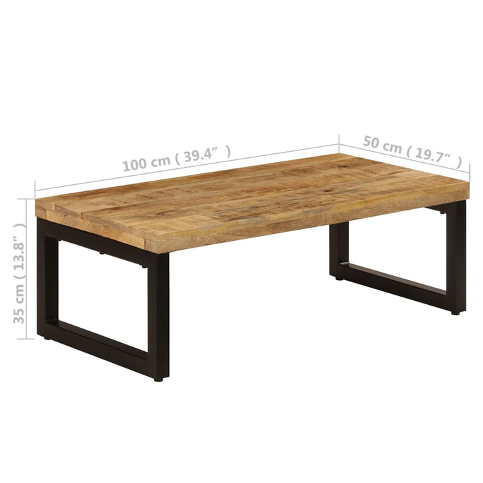 Tavolino da Caffè 100x50x35cm Legno Massello di Mango e Acciaio 247337