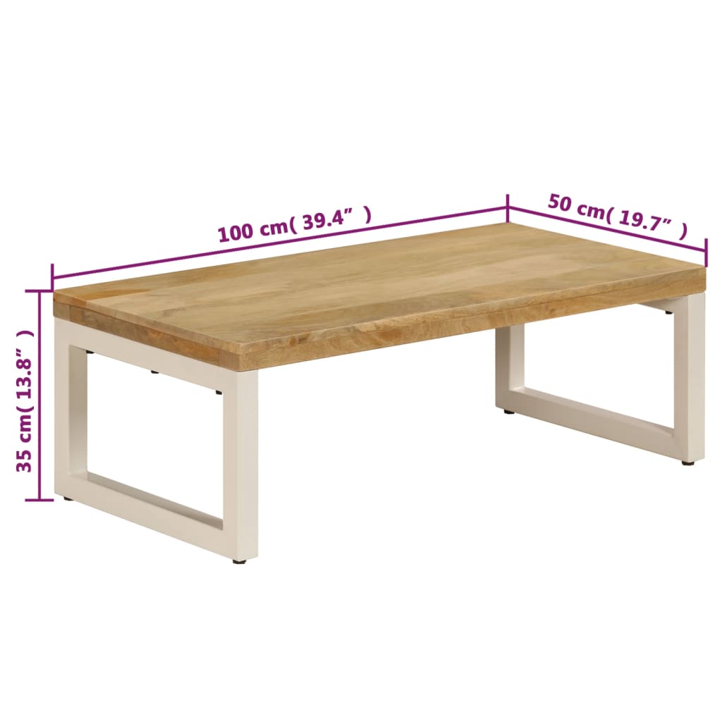 Tavolino da Caffè 100x50x35cm Legno Massello di Mango e Acciaio 247339