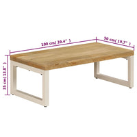 Tavolino da Caffè 100x50x35cm Legno Massello di Mango e Acciaio 247339