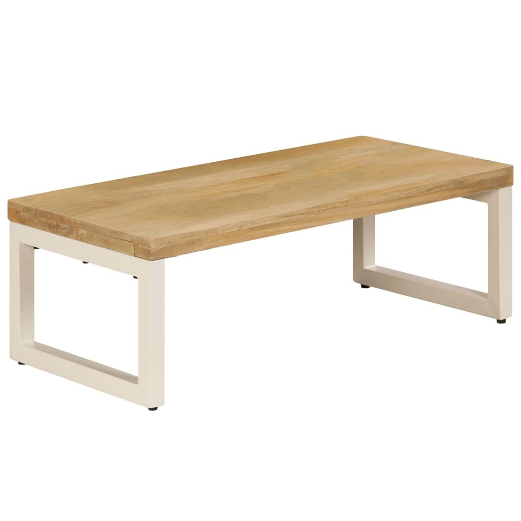 Tavolino da Caffè 100x50x35cm Legno Massello di Mango e Acciaio 247339