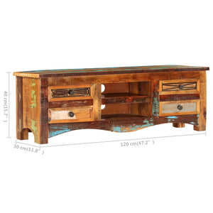 Mobile Porta TV 120x30x40 cm in Legno Massello di Recupero cod mxl 16558